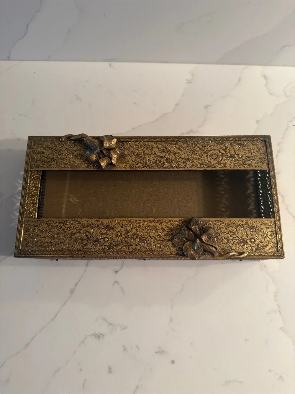 Vintage Brass Hollywood Regency Style Tissue Holder